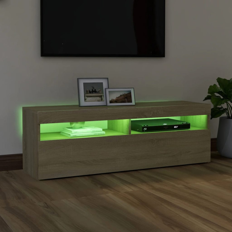 Szafka pod TV z oświetleniem LED, dąb sonoma, 120x35x40 cm