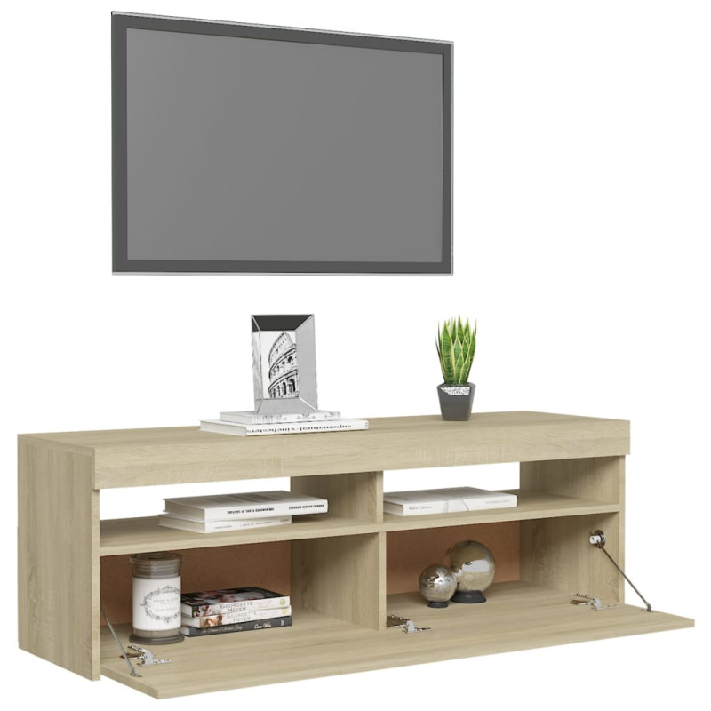 Szafka pod TV z oświetleniem LED, dąb sonoma, 120x35x40 cm