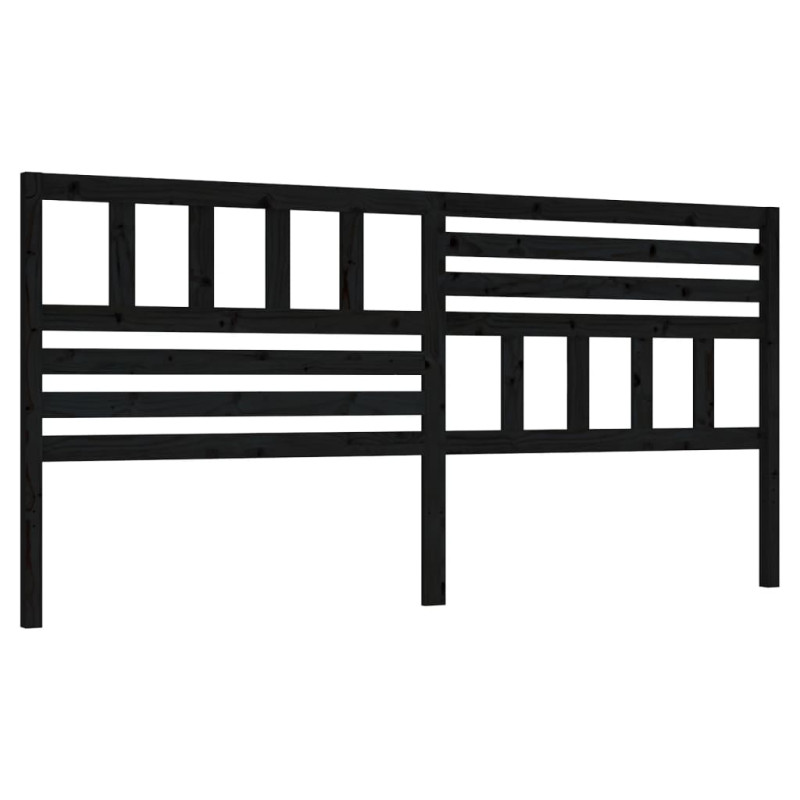 Wezgłowie łóżka, czarne, 186x4x100 cm, lite drewno sosnowe