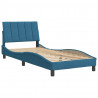 Rama łóżka z zagłówkiem, niebieska, 90x200 cm, aksamitna