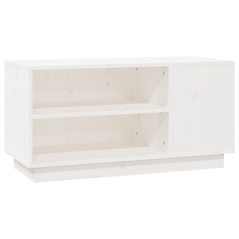 Szafka pod telewizor, biała, 80x35x40,5 cm, lite drewno sosnowe