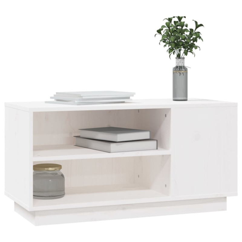 Szafka pod telewizor, biała, 80x35x40,5 cm, lite drewno sosnowe