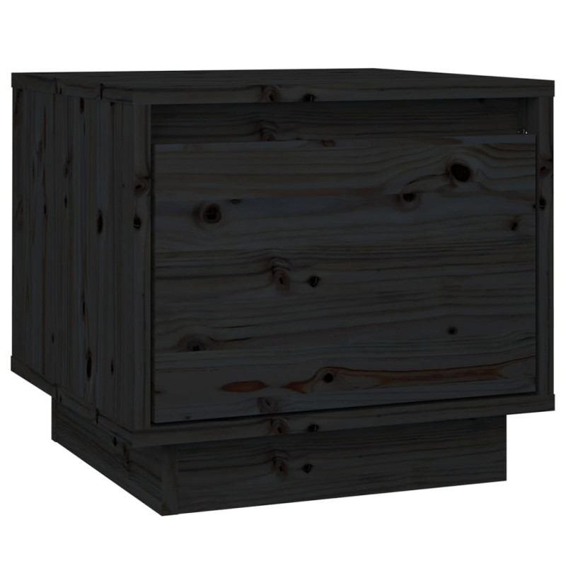 Szafka nocna, czarna, 35x34x32 cm, lite drewno sosnowe