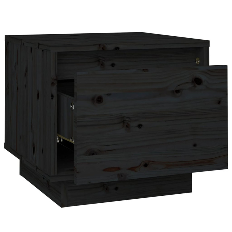 Szafka nocna, czarna, 35x34x32 cm, lite drewno sosnowe