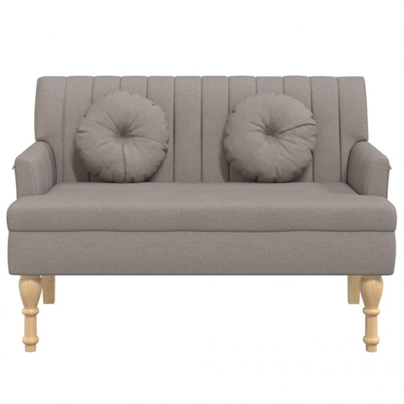 Ławka z poduszkami, kolor taupe, 113x64,5x75,5 cm, tkanina