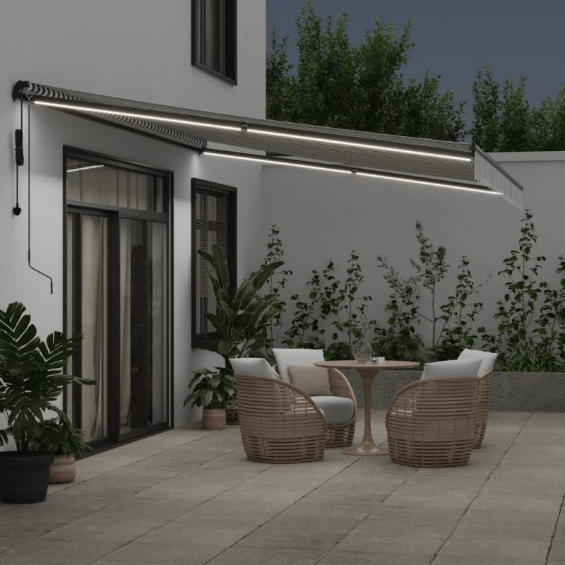 Automatyczna markiza z LED, antracytowo-biała, 500x350 cm