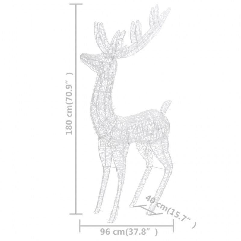 Świąteczny renifer, akryl, 250 ciepłych białych LED, 180 cm
