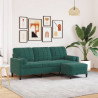 3-osobowa sofa z podnóżkiem, ciemnozielony, 180 cm, aksamit