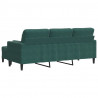 3-osobowa sofa z podnóżkiem, ciemnozielony, 180 cm, aksamit