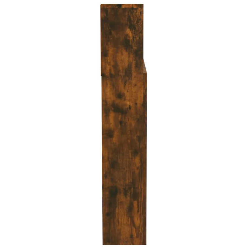 Wezgłowie łóżka z półkami, przydymiony dąb, 200x19x103,5 cm