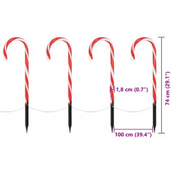 Ambiance Lampki świąteczne w kształcie cukrowych lasek, zestaw 4 sztuk