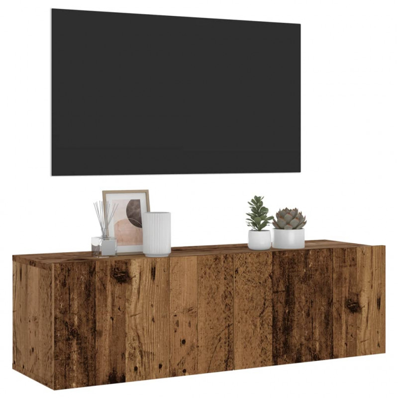 Ścienna szafka TV, stare drewno, 100x30x30 cm
