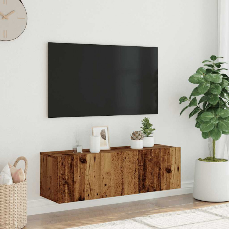 Ścienna szafka TV, stare drewno, 100x30x30 cm
