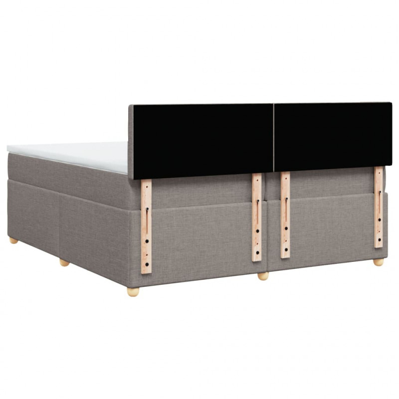 Łóżko kontynentalne z materacem, taupe, tkanina, 200x200 cm