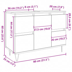 Szafka łazienkowa, stare drewno, 80x33x60 cm