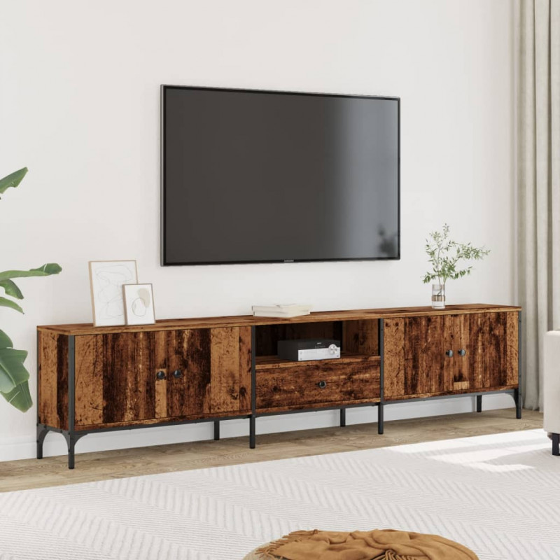 Szafka pod TV, z szufladą, stare drewno, 200x25x44 cm