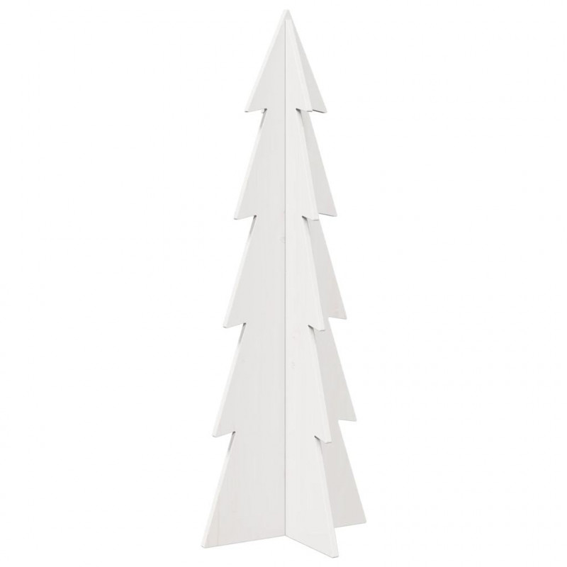Drewniana choinka do udekorowania, biała, 112 cm, sosnowa