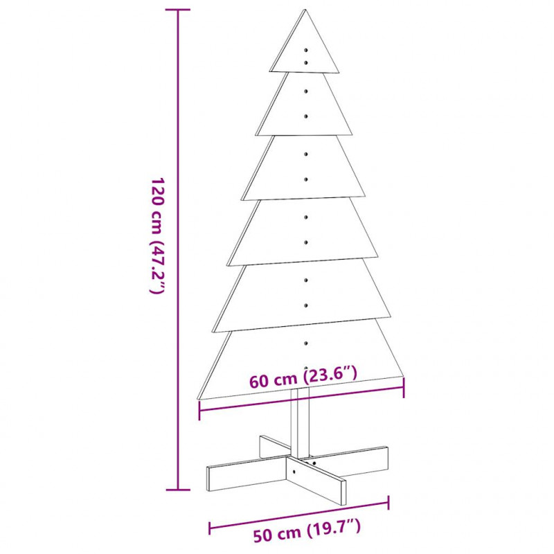 Drewniana choinka do udekorowania, woskowy brąz, 120 cm, sosna