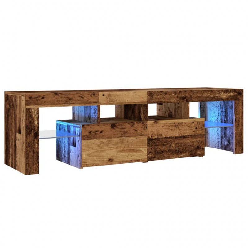 Szafka pod TV z oświetleniem LED, stare drewno, 140x36,5x40 cm