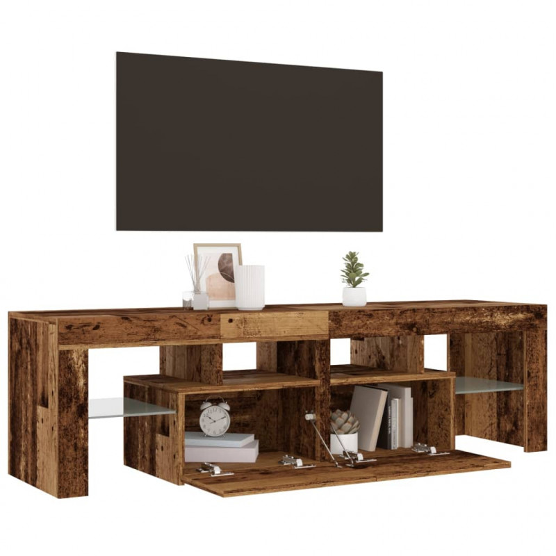 Szafka pod TV z oświetleniem LED, stare drewno, 140x36,5x40 cm