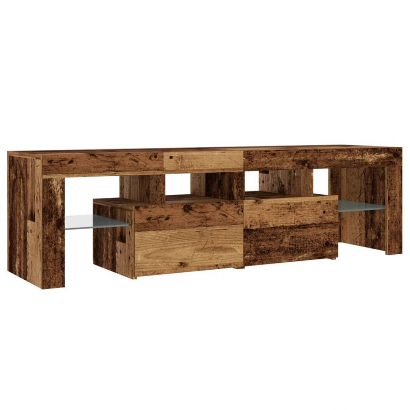 Szafka pod TV z oświetleniem LED, stare drewno, 140x36,5x40 cm