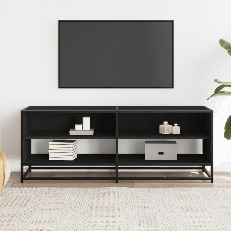 Szafka pod TV, czarna, 120,5x40x46 cm, materiał drewnopochodny
