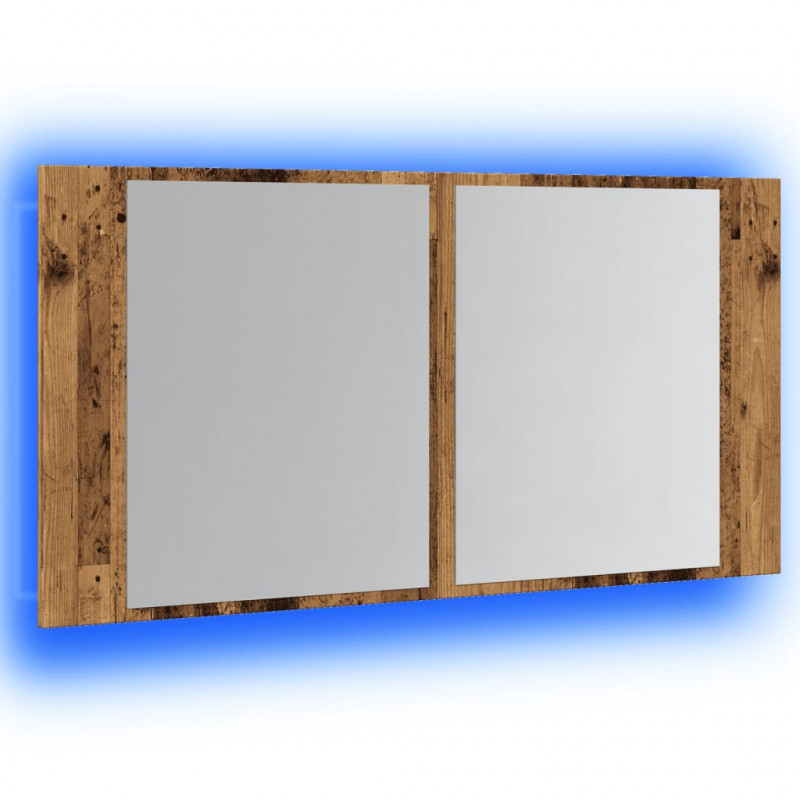Szafka łazienkowa z lustrem, stare drewno, 90x12x45 cm