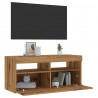 Szafka pod TV z oświetleniem LED, dąb artisan, 90x35x40 cm