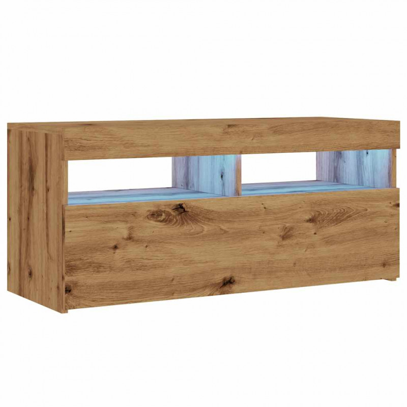 Szafka pod TV z oświetleniem LED, dąb artisan, 90x35x40 cm