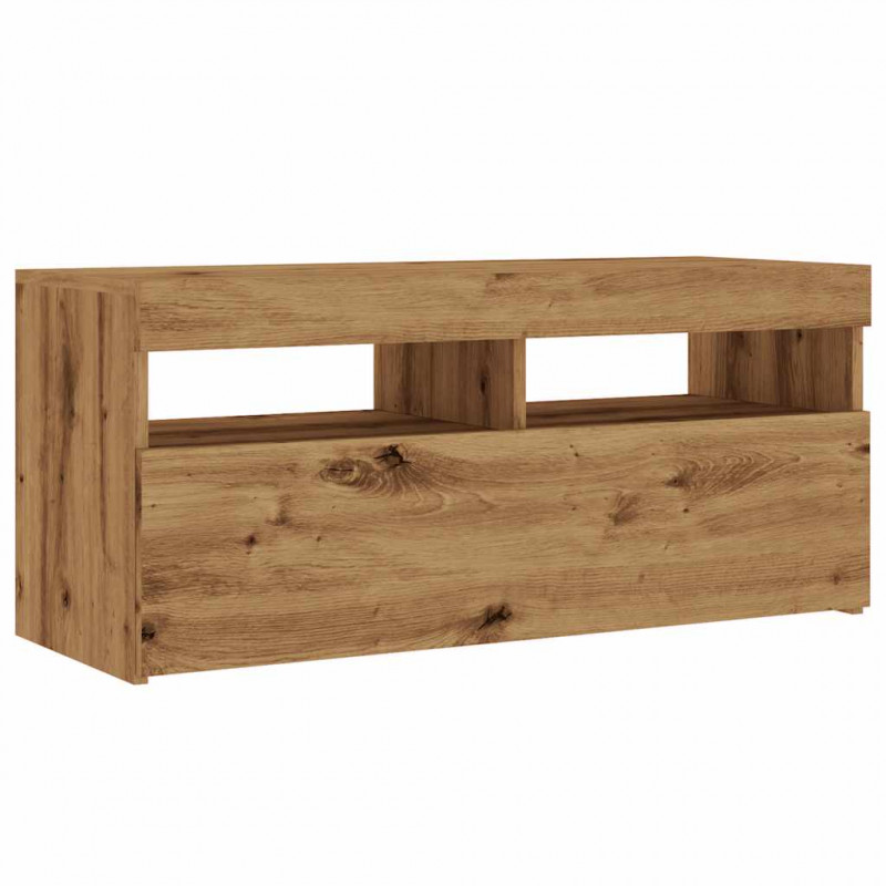 Szafka pod TV z oświetleniem LED, dąb artisan, 90x35x40 cm