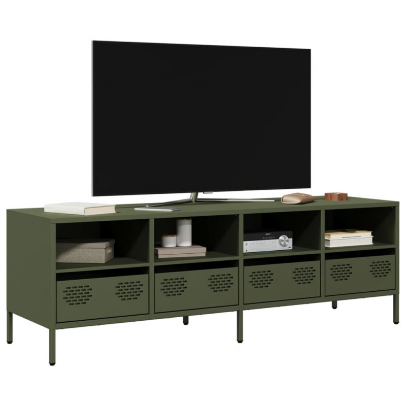 Szafka RTV, oliwkowa, 135x39x43,5 cm, stal walcowana na zimno