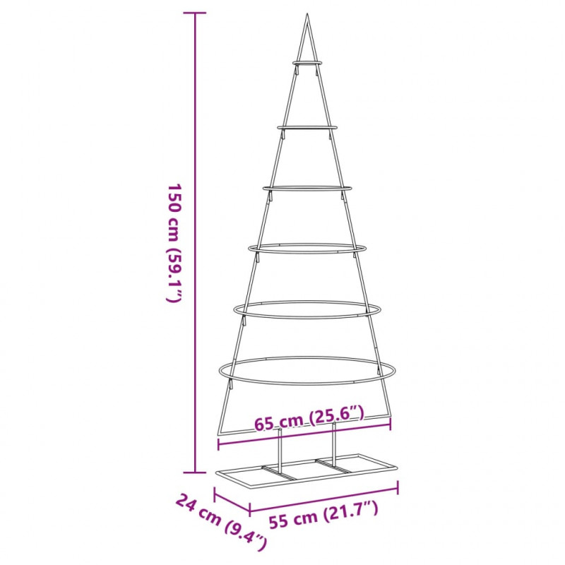Metalowa choinka świąteczna, do dekoracji, czarna, 150 cm