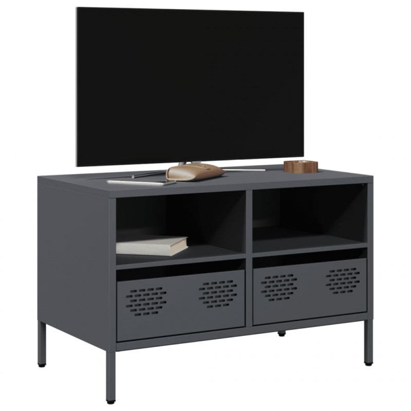 Szafka RTV, czarna, 68x39x43,5 cm, stal walcowana na zimno