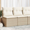 4-cz. sofa ogrodowa z poduszkami, beżowy, rattan PE i akacja