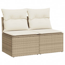 4-cz. sofa ogrodowa z poduszkami, beżowy, rattan PE i akacja