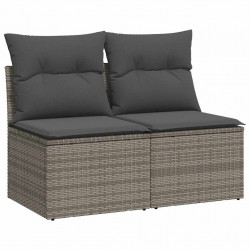 4-cz. sofa ogrodowa z poduszkami, szary, rattan PE i akacja