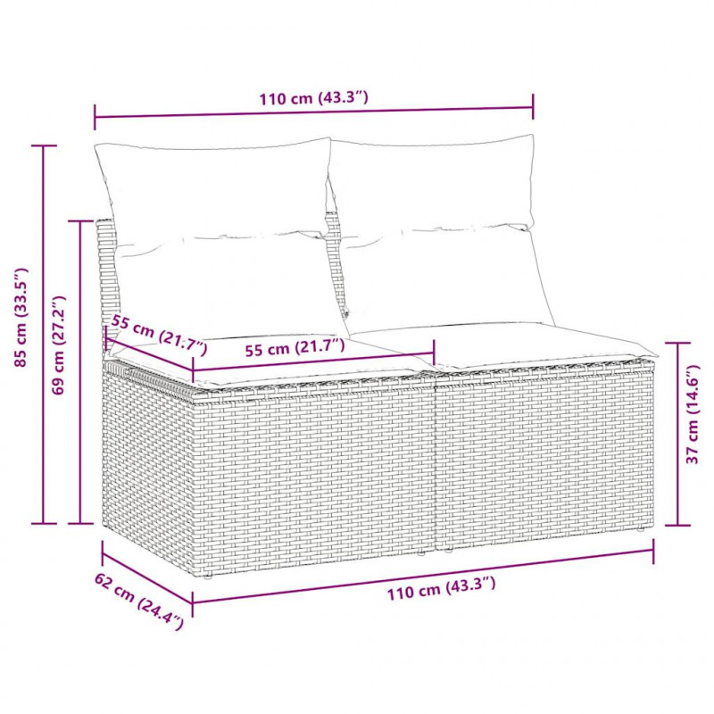 4-cz. sofa ogrodowa z poduszkami, szary, rattan PE i akacja