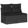 4-cz. sofa ogrodowa z poduszkami, czarny rattan PE i akacja