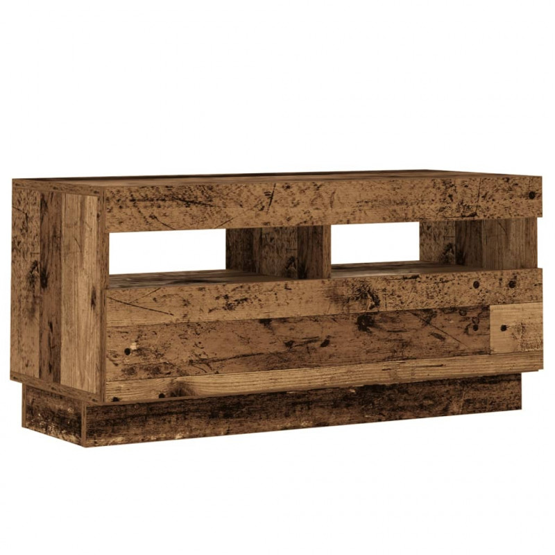 Szafka pod TV z oświetleniem LED, stare drewno, 80x35x40 cm
