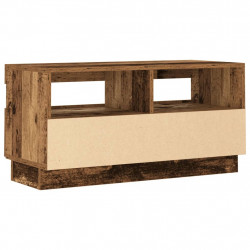 Szafka pod TV z oświetleniem LED, stare drewno, 80x35x40 cm