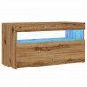 Szafka pod TV z oświetleniem LED, dąb artisan, 75x35x40 cm
