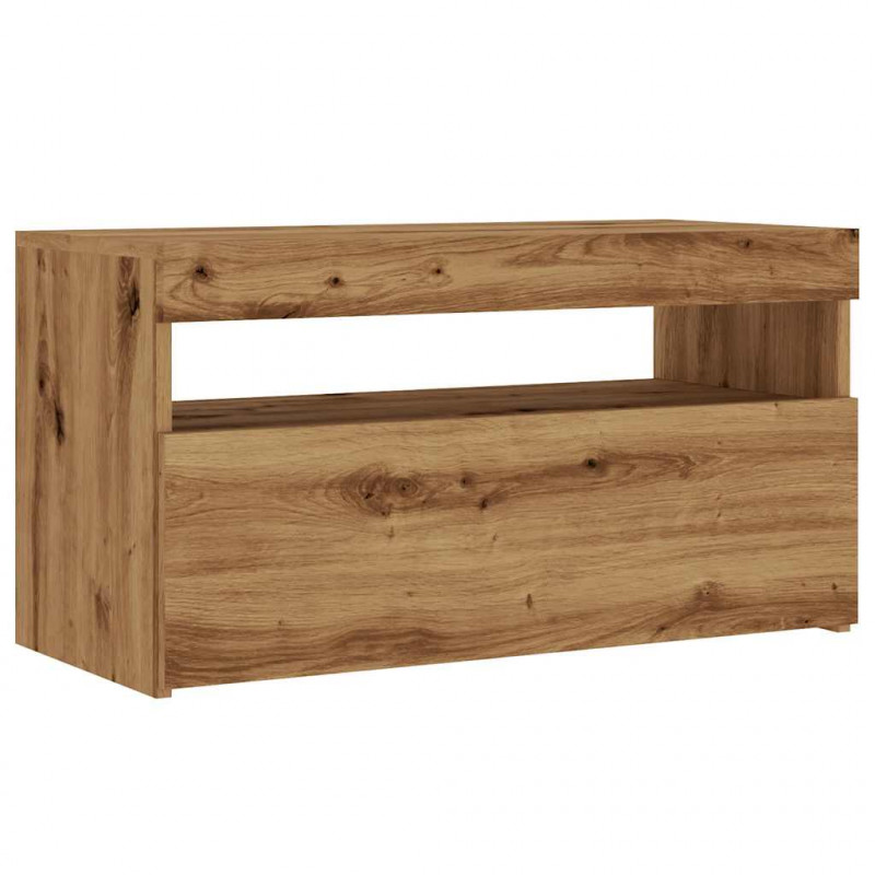 Szafka pod TV z oświetleniem LED, dąb artisan, 75x35x40 cm