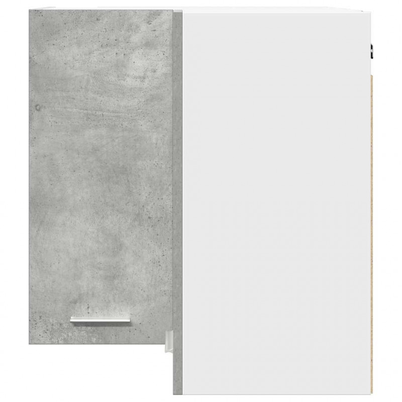 Wisząca szafka narożna, szarość betonu, 57x57x60 cm, płyta