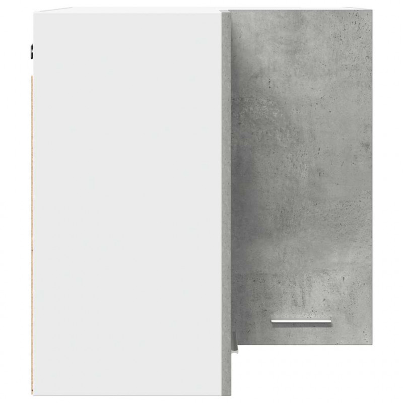 Wisząca szafka narożna, szarość betonu, 57x57x60 cm, płyta