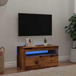 Szafka pod TV z oświetleniem LED, stare drewno, 75x35x40 cm