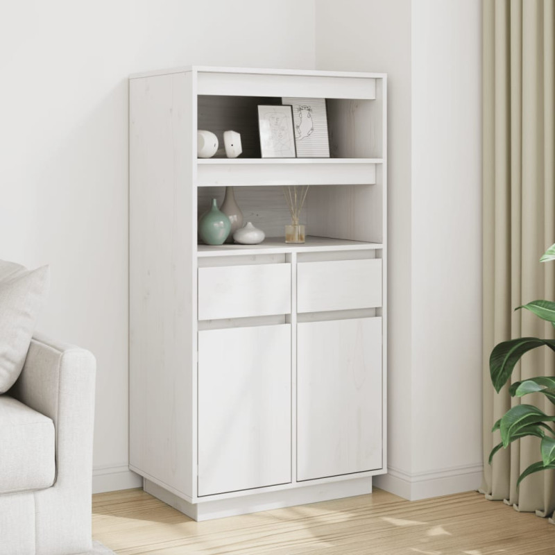 Szafka, biała, 60x40x116,5 cm, lite drewno sosnowe