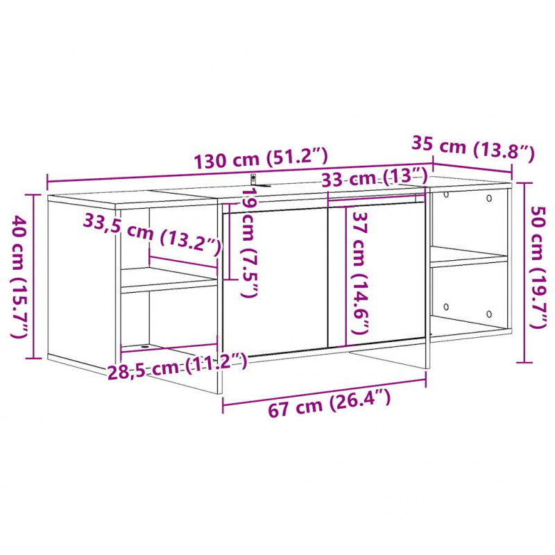 Szafka TV, stare drewno, 130x35x50cm, materiał drewnopochodny