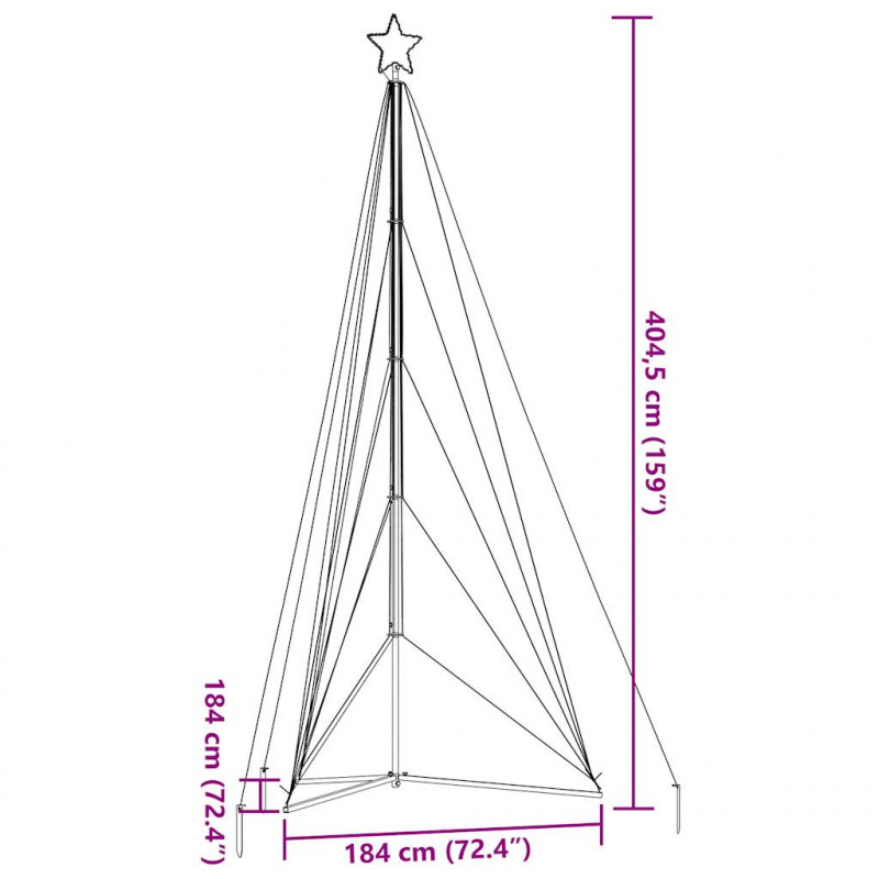 Lampki choinkowe, 615 niebieskich LED, 404,5 cm