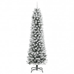Sztuczna, smukła choinka pokryta śniegiem, 210 cm, PVC i PE