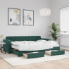 Sofa rozsuwana z szufladami, ciemnozielona, 80x200 cm, aksamit